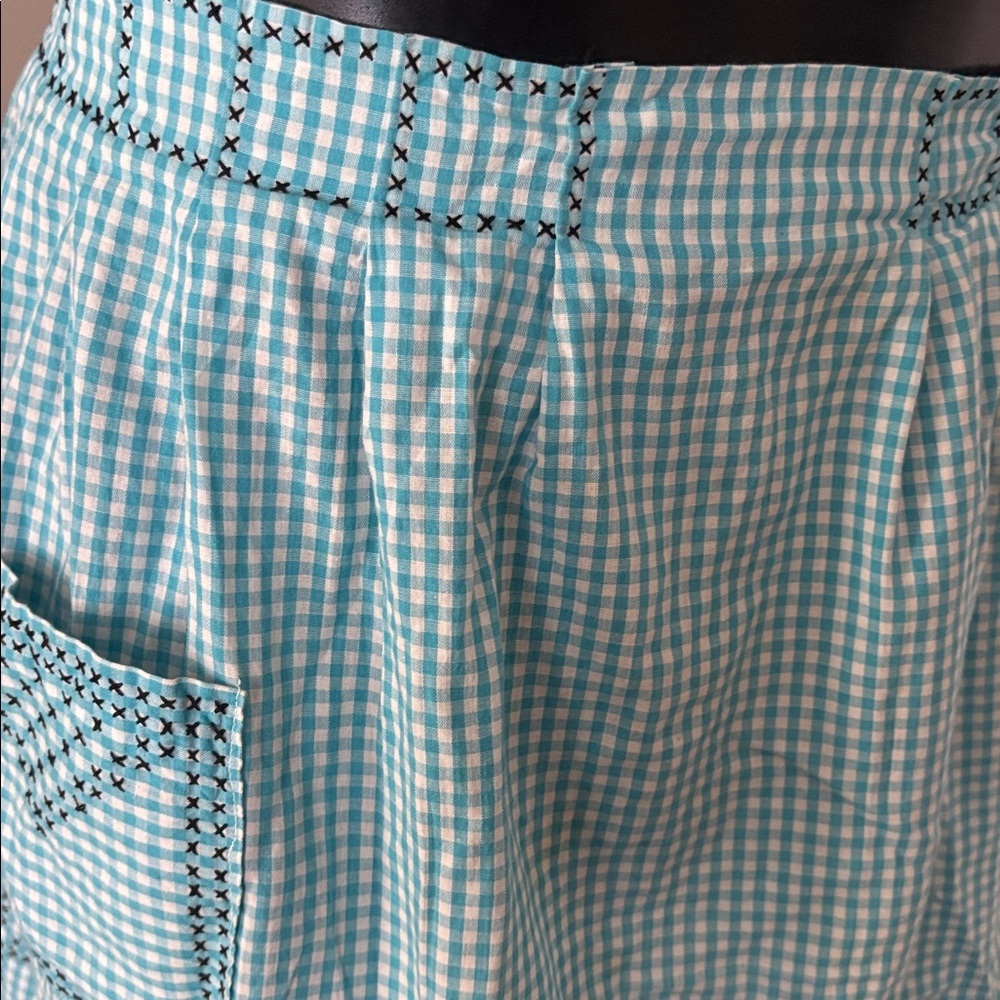 Vintage Cross stitched Apron – Blue Gingham - Picture 4 of 6